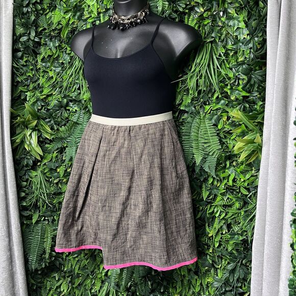 HACHE Skirt Women Italy 46 US Large A Line Pleated Stretch Waist Pink Hem 2385 - Picture 11 of 12